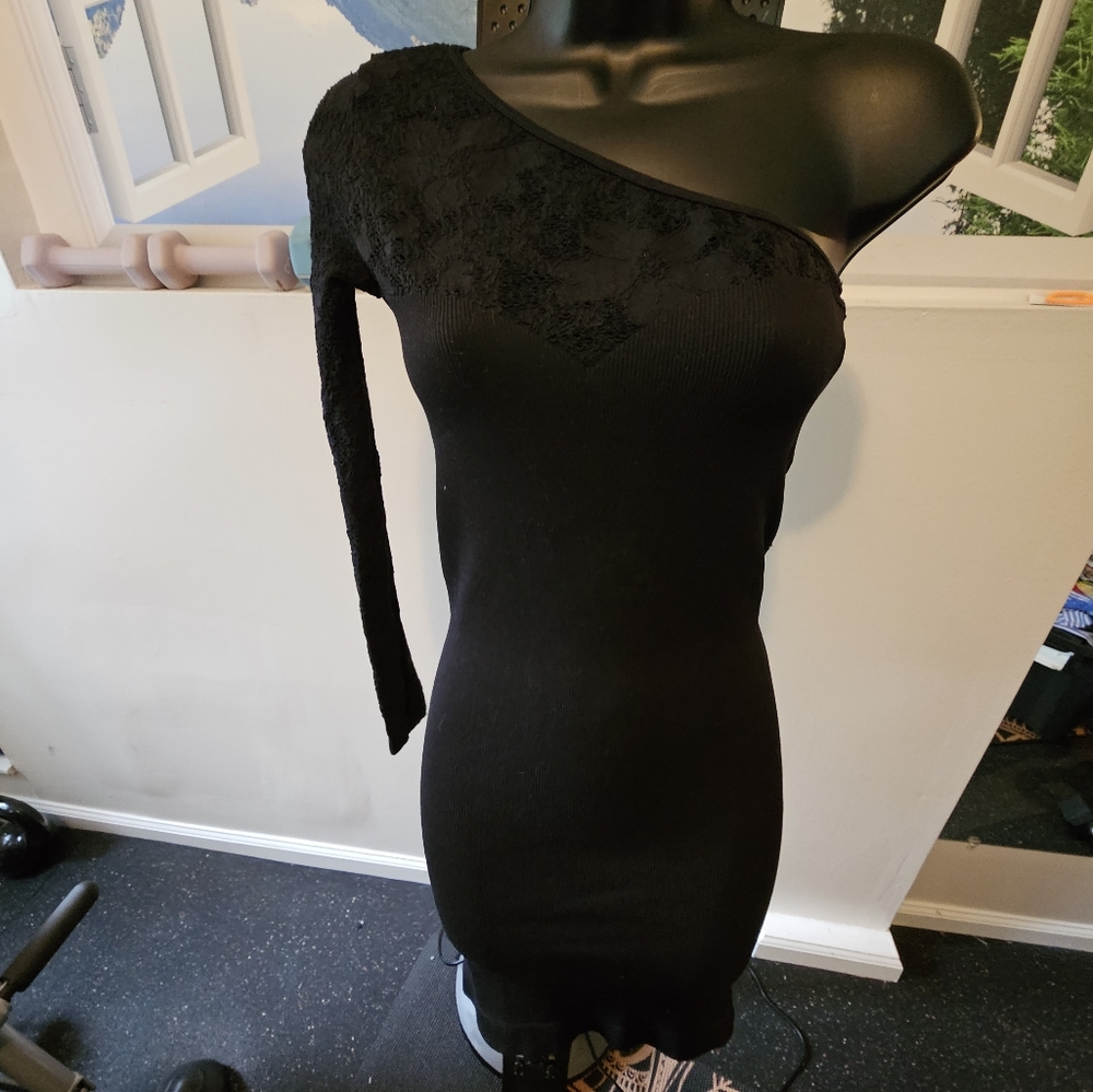 BCBG GENERATION Black One Shoulder Dress - Size XS/S - Very Stretchy